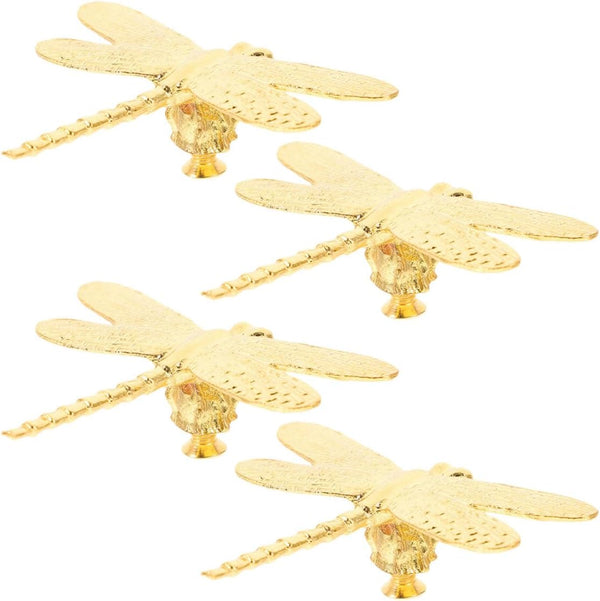 HAMPPLIES 4pcs Dragonfly Cabinet Knobs Set, Vintage Drawer Pull Handles for Dresser, Wardrobe,