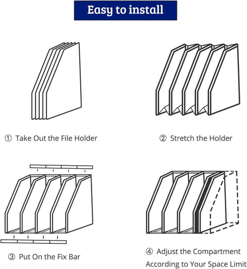 SAYEEC Desktop File Magazine Folder Holder, 4 Section Plastic Hollow Documents Organizer, Foldable Rack