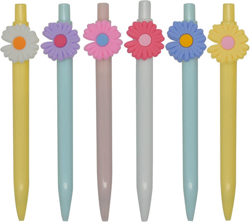 Maydahui 42PCS Little Daisy Shaped Rollerball Pens, Colorful Flower Pens with Black Gel Ink for Valentine's Day