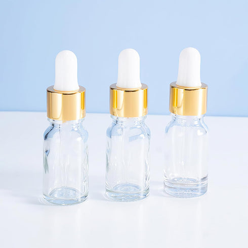 Kingrol 40 Pack Clear Glass Dropper Bottles, 10ml Tincture Bottles for Essential Oils, Perfumes, Chemistry Lab