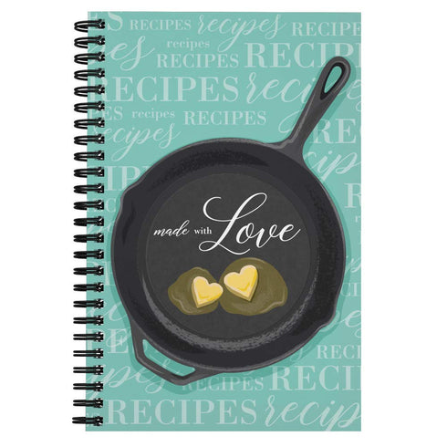 Gotcha Covered Notebooks Softcover Recipes With Love 5.5" x 8.5" Spiral Notebook, 120 Pages