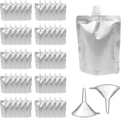 Yiodauh Alcohol Pouches 50 Pcs Aluminum Foil Liquid Packaging Drinking Nozzle Bags Milk
