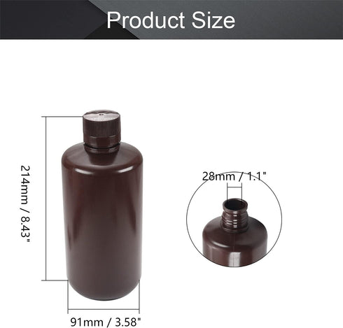 Othmro 1Pcs 1000ml Plastic Empty Bottles, Lab Cylindrical Chemical Reagent Polyethylene Bottle, Small Mouth Laboratory Reagent Bottle, Sample Sealing Liquid Storage Container Brown Bottles by Othmro