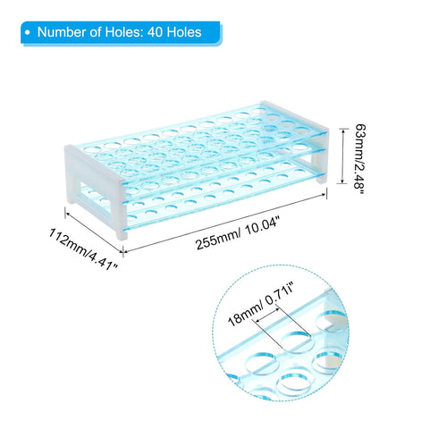 PATIKIL 40 Holes Test Tube Rack, 1Pcs 18mm Round Hole Plastic Detachable Test Tube Holder Stand Suitable for 18mm Dia Tube for Laboratory Scientific Experiments, Blue
