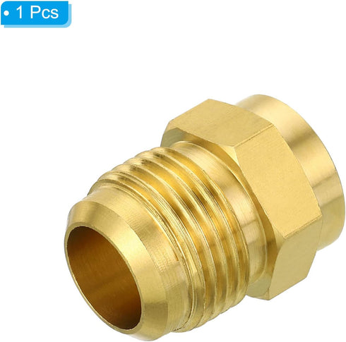 PATIKIL 5/8 SAE Male Thread Brass Flare Tube Fitting, 2 Pack Pipe Adapter Connector for Plumbing HVAC