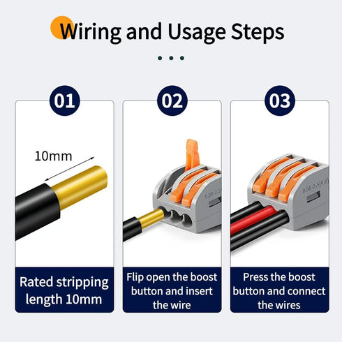 Eugiichr 44 1/2/3 28-12 PCS Lever Wire Connectors Nuts Kit - Port Push-in Quick Connect Inline Splices - Professional