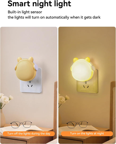 Lurinenna 2-Pack Night Lights Plug into Wall Auto Dusk to Dawn Sensor LED Lights, Cute Nightlight for Girls Bedroom