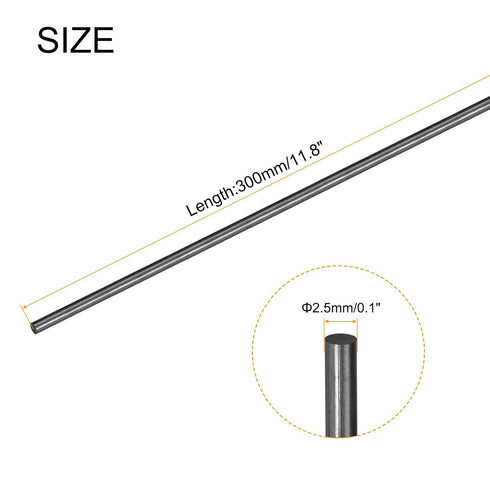 MECCANIXITY 12 Pcs Carbon Fiber Rod, 2.5mm x 300mm, Matte Pole Rod for RC Plane DIY Tool