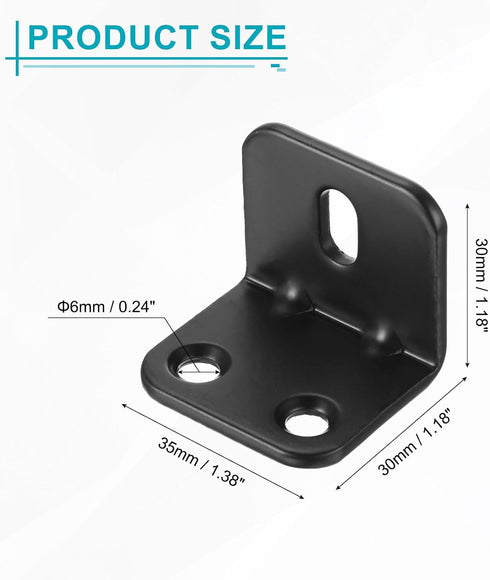 10 1.18"x1.38"x1.18" uxcell Pcs L Corner Bracket Corner Brace Metal Joint Right Angle Brackets Fastener with Screws