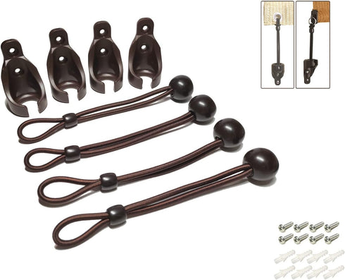 Replacement Parts Brown Bungee Kit, Extra Long/6-Inch Length, Weather Resistance for Coolaroo Roller Shades