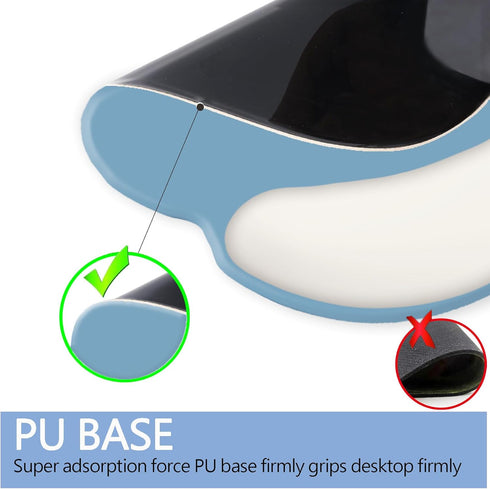 Mouse Pad with Wrist Rest Support, Ergonomic Gaming Mouse Pad with Non-Slip PU Base for Computer and Office