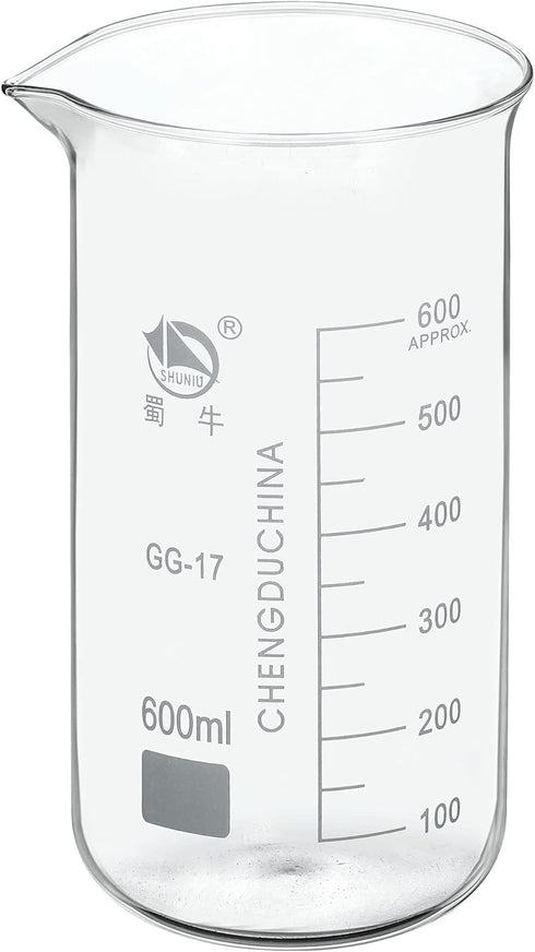 PATIKIL 600ml Tall Form Glass Beaker, 3.3 Borosilicate Glass with Graduated Printed Scale for Kitchen Lab