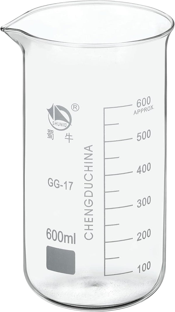 PATIKIL 600ml Tall Form Glass Beaker, 3.3 Borosilicate Glass with Graduated Printed Scale for Kitchen Lab