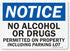 SmartSign "Notice - No Alcohol or Drugs Permitted on Property" Sign, 10" x 14" Plastic