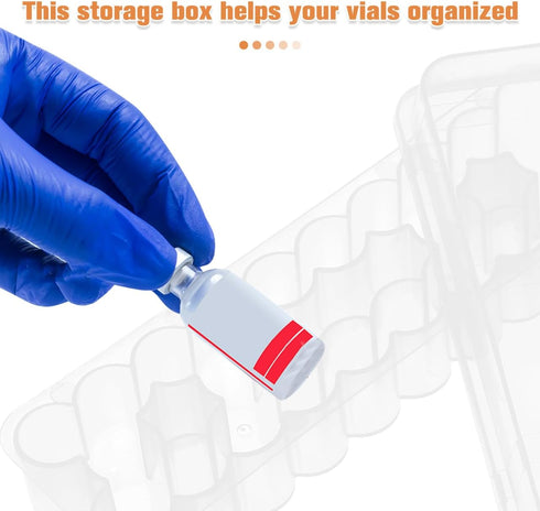 6.85X1.85X1.61In Plastic Vial Storage Case Vial Holder Box for Essential Oils Test Tubes Freezer Organizer Lab Storage