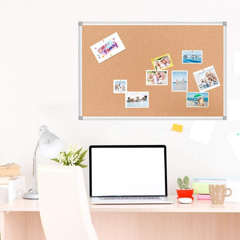 BESTBOARD Heavy Duty Cork Bulletin Board, 24 x 36 inch, Silver Aluminum Frame for Homes or Offices