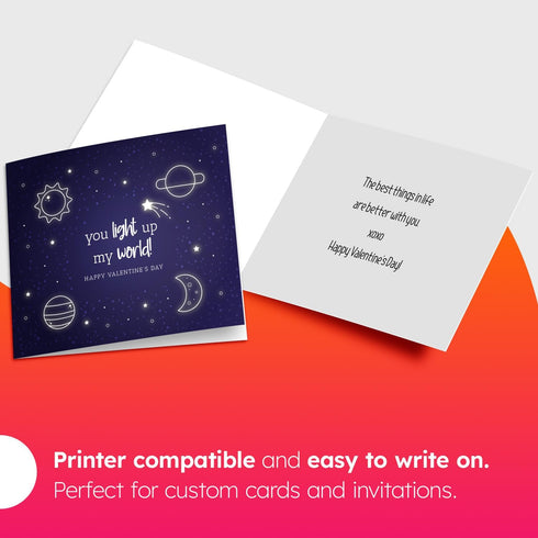 Set 7.25" 7.25" 25 Pack Square Greeting Cards - White Blank Half Fold Cards with Envelopes - Great for Holiday