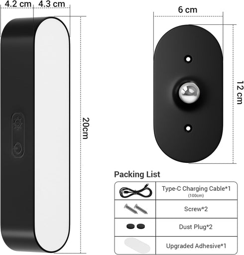 5 Hensam Wireless Battery Operated Wall Sconce for Bedroom, LED Rechargeable Wall Light for Paintings, Colors Stick on