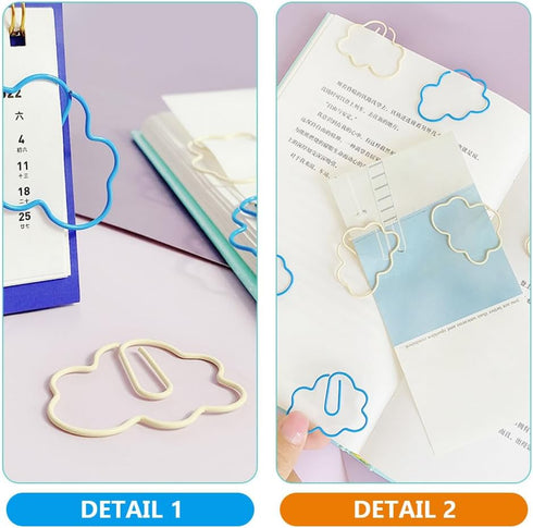 Operitacx 60 Pcs Paper Clip Metal Memo Clips, Kids Birthday Bag Filler, Cloud Shaped Bookmark Clips