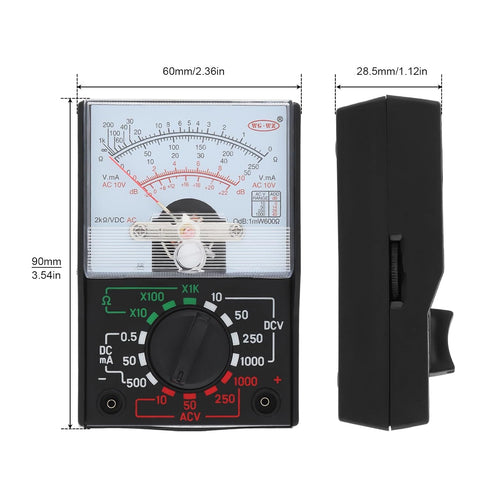 Mini Analog Multimeter, Electric AC/DC Current OHM Decibels Voltage Voltmeter Ammeter with Test Leads