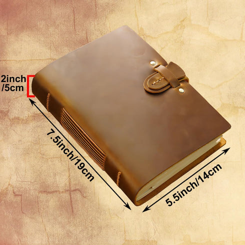 Acidea 7.5"x5.5" 200 Sheets(400Pages) Leather Vintage Journal, Hardcover Executive Notebooks, Blank Kraft Paper