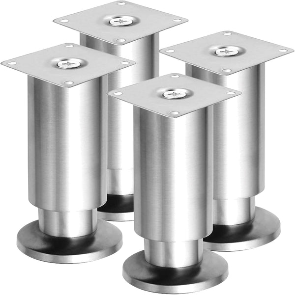 TCHOSUZ 4 Inch Heavy Duty Mental Furniture Legs, 4 Pack 10 cm Stainless