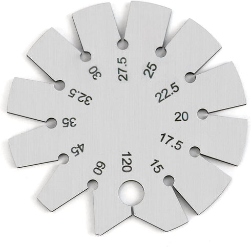 QWORK Bevel Gauge, Stainless Steel Axe Angle Gauge, Round Shape Knife Angle Finder for Measuring Knife Angle