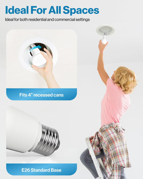 Sunco Lighting 6 Pack BR20 LED Bulbs, Indoor Flood Light, 3000K Warm White, 50W Equivalent, E26 Base