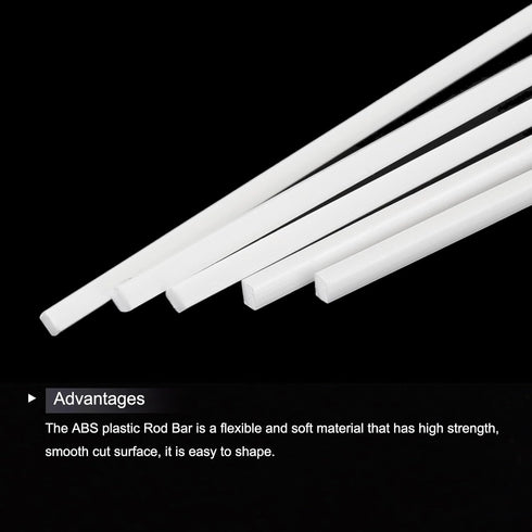 MECCANIXITY 15pcs ABS Square Rod, 2x2x500mm Solid Bar, White Plastic Rods Assortment Kit for DIY Architectural Model