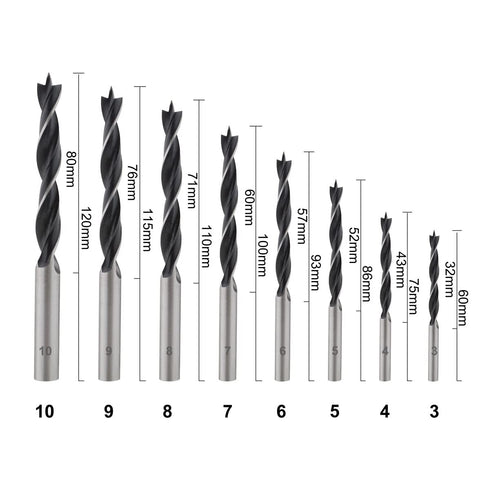 8pcs Wood Drill Bits Set, Carbon Steel Twist Brad Point Drill Bits for Woodworking, Durable Drilling Tools Kit with