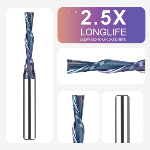 1/4 Inch 3/16 Inch SpeTool Shank Downcut Spiral Router Bit Cutting Diameter, TAC Coated CNC Router Bits End Mill