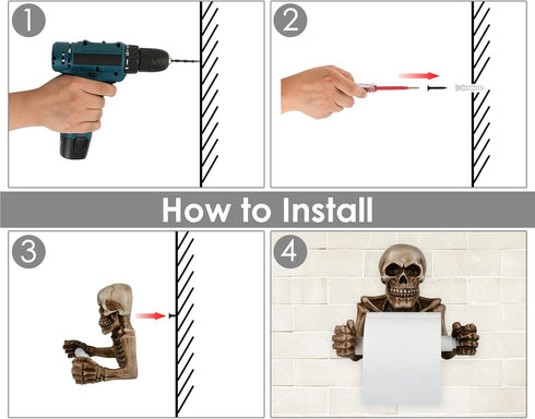DS. DISTINCTIVE STYLE Skull Toilet Paper Holder Wall Mount Resin Toilet Tissue Holder Gothic Bathroom Decoration