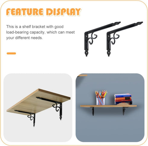 2pcs Luxshiny Heavy Duty Iron Angle Wall Brackets Shelf Support for DIY Storage and Workbench Low Profile Load-Bearing