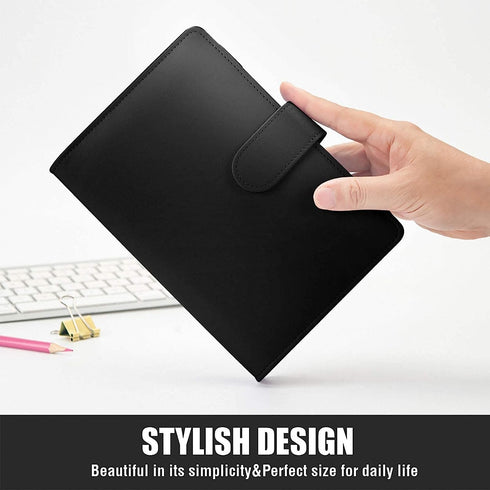 Sooez A6 PU Leather Notebook Binder - 6 Ring Planner Organizer with Magnetic Buckle Closure (7.48"x5.2")
