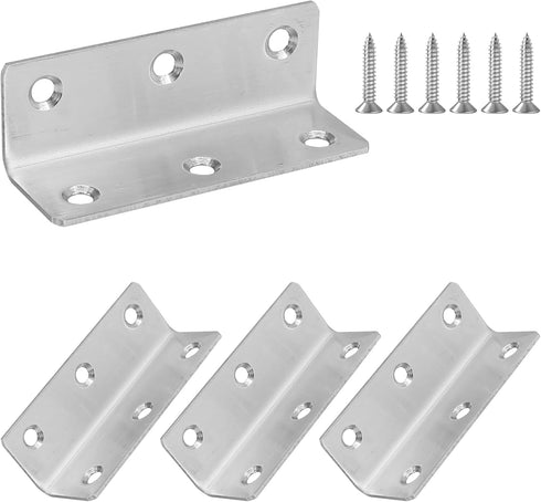 L Bracket, Heavy Duty Corner Brace, 4 Pack 3.2" Metal Shelf Bracket