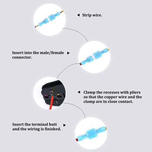 Tnisesm Male/Female Quick Disconnects Spade Wire Crimp Terminal Connectors, Blue 16-14AWG Fully Insulated