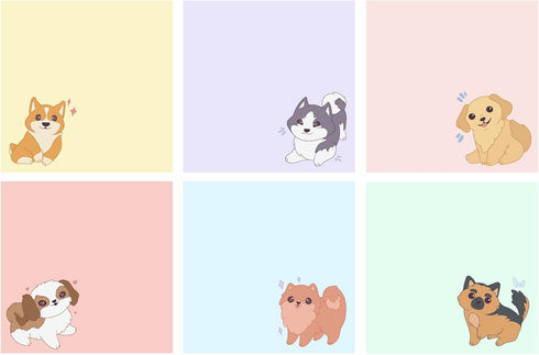 Cute Dog Sticky Notes, Kawaii Animal Note Pads, Dog Party Favors, Cute Stationary Set, Dog Notepad Set, Sticky Notes