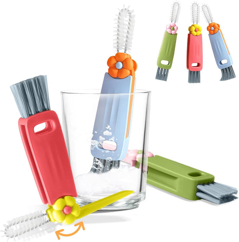 3 Pcs Water Bottle Brush Cleaner, Multi-functional Lid Cleaning Brushes for Narrow Bottles