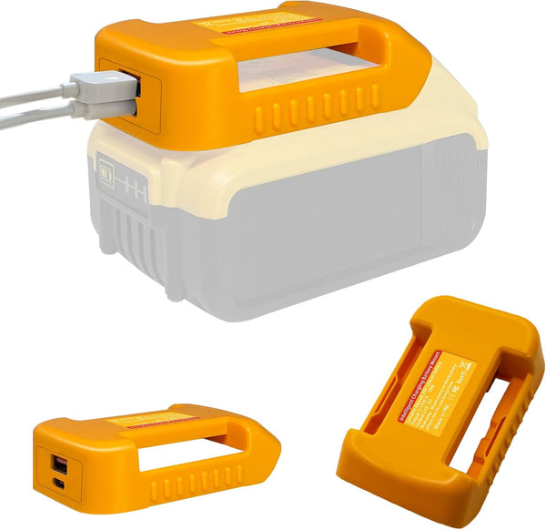 2Pcs Dewalt Battery USB Charger Adapter, Holder for Dewalt 20V DCB200 DCB201 with Type-C and USB Fast Charging