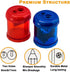 Manual Pencil Sharpener Dual Twin Holes Duty Metal Sharp Blade Crayon XL Sharpener with Large Round Catches Sharpening