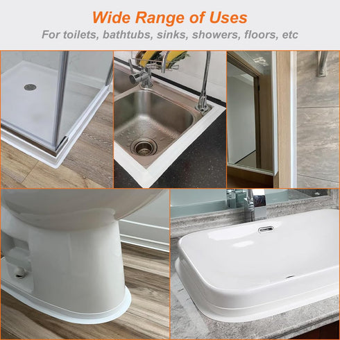 White Caulk Tape Waterproof Self Adhesive, Toilet Caulk Tape, Peel and Stick Caulking Tape for Floor Tile Corner Trim,