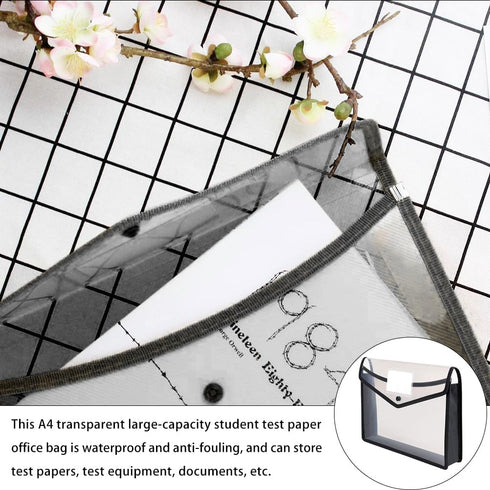 File Holder Transparent File Folder for Document Expanding File Wallet - A4 Wallet Plastic Wallets Clear Poly Envelopes
