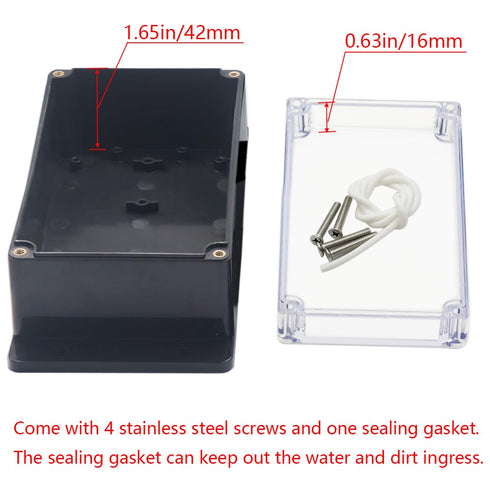 Junction Box IP65 Waterproof ABS Plastic Electrical Project Case with Clear Cover, Fixed Ear 6.22x3.54x2.36 inch (158 x