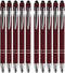 Retractable Ball Point Pens with Stylus Tip, Medium Point Soft Touch Metal Matt Wine Red Barrel, Black Ink, 10 Count