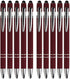 Retractable Ball Point Pens with Stylus Tip, Medium Point Soft Touch Metal Matt Wine Red Barrel, Black Ink, 10 Count