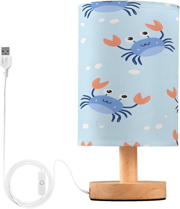 ALAZA Cute Blue Crab Bedside Table Lamp with USB Port for Bedroom