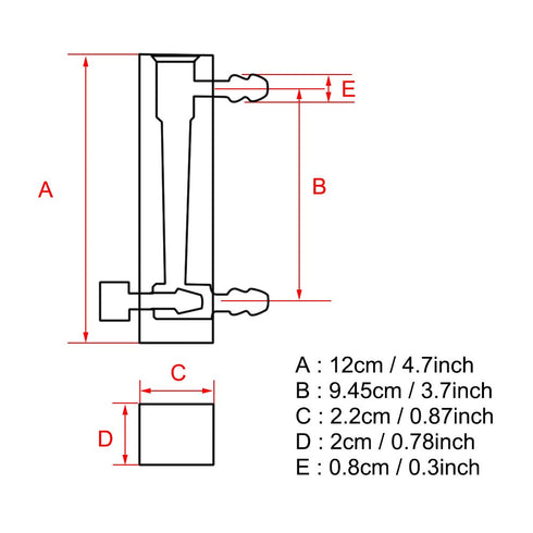LZQ-7 Flowmeter with Control Valve 1-10LPM for Unidirectional Gas/Oxygen/Air Measure, 8mm Barbs