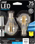 A15 Bulb, 75W Dimmable, E17 5000K 15,000-Hour BPA1575N/850/FIL/2, 2 Pack Feit Electric Glass Filament LED Light