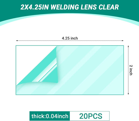 20pcs 2"X4.25" Welding Helmet Lens, Welding Helmet Replacement Lens