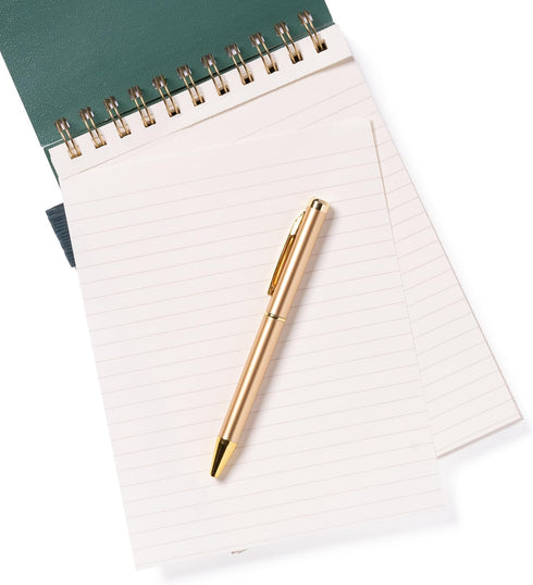 Eccolo Lined Top Spiral Notebook, Flexi-Cover Steno Pad with Pen, 240 Perforated Pages, A5 Notepad, Green